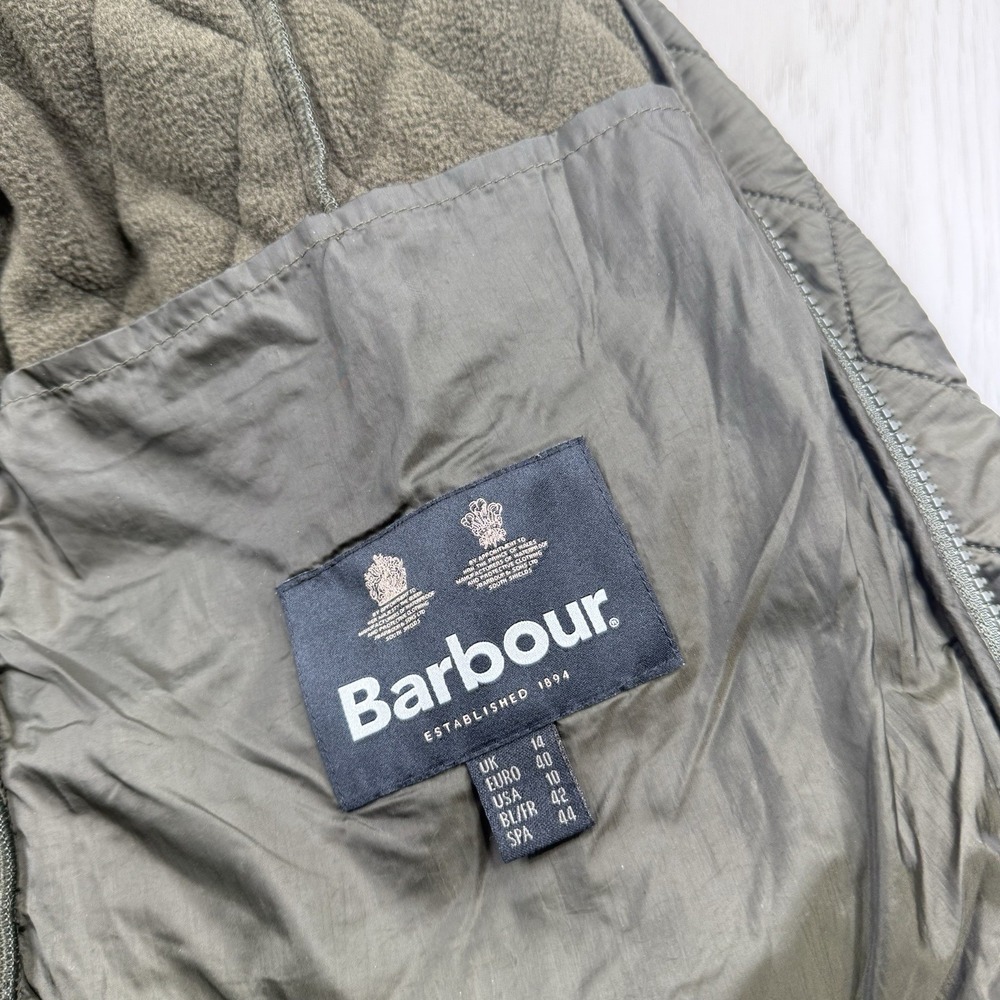 Barbour Cavalry Polarquilt Fleece Lined Jacket Olive Womens Size USA 10 Quilted - Picture 3 of 11